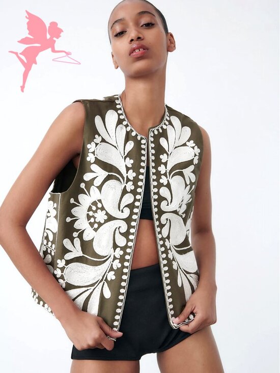 Zara Jackets & Blazers - ZARA Contrast Embroidered Vest